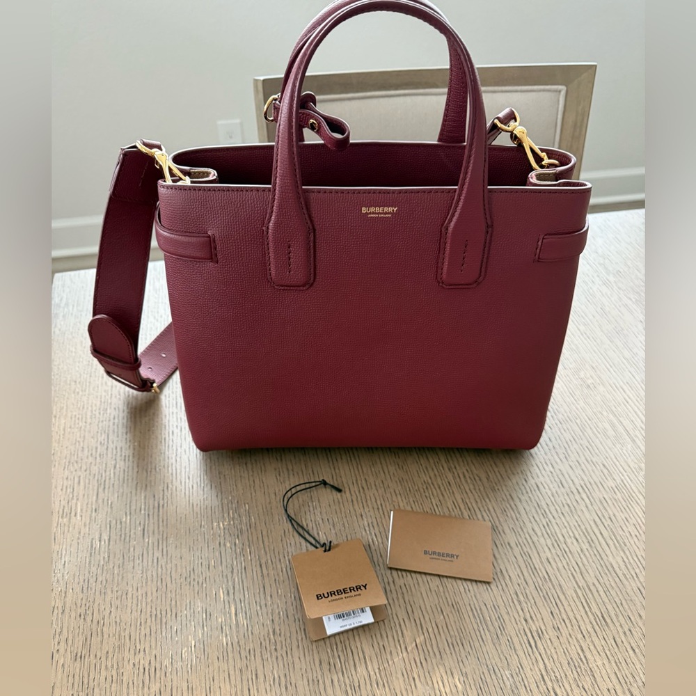 Burberry Deep Red Medium Banner Crimson Tote